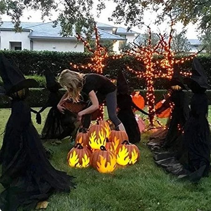 RoyaleGlow Lighted Halloween Witch Stake - Halloween Witches Decor