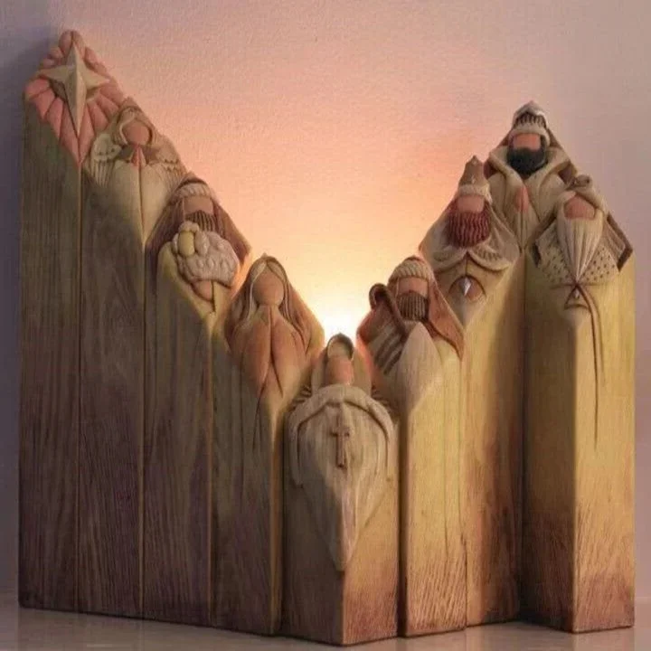 Royaleva 9pcs Heaven Nativity Tree Pillar Statues Set