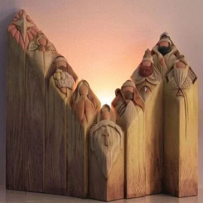 Royaleva 9pcs Heaven Nativity Tree Pillar Statues Set