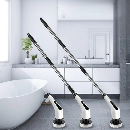 Luxora Electric Spin Power Scrubber Cordless Cleaning Brush Long Handle 7 Heads