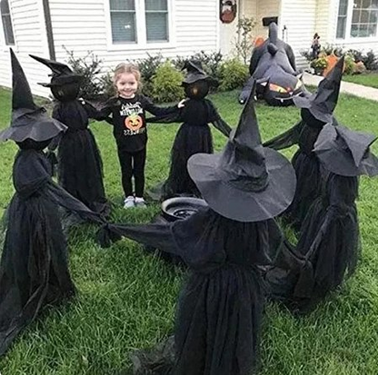 RoyaleGlow Lighted Halloween Witch Stake - Halloween Witches Decor