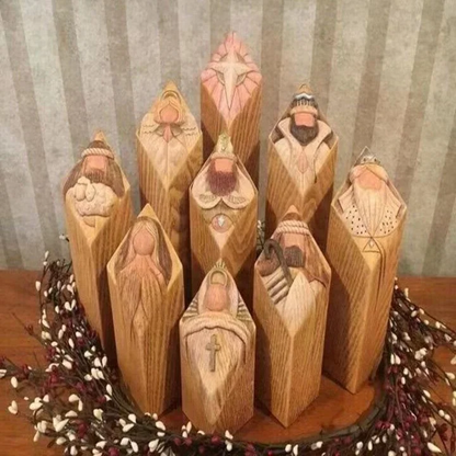 Royaleva 9pcs Heaven Nativity Tree Pillar Statues Set