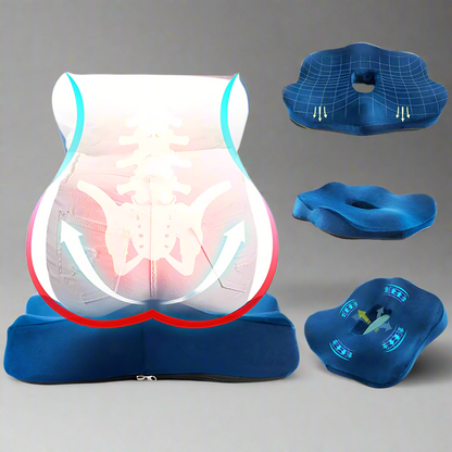 LuxRoyale Versatile Memory Foam Seat Cushion for Lower Back Pain Relief