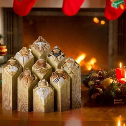 Royaleva 9pcs Heaven Nativity Tree Pillar Statues Set