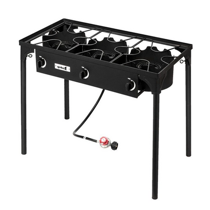 Royaleva Outdoor Camping Stove Grill: Portable Propane 3-Burner Cooker 225,000 BTU