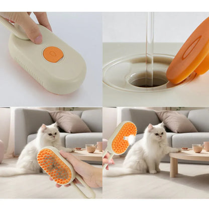 LuxRoyale Easy Groom Steam Brush for Stress-Free Cat Grooming