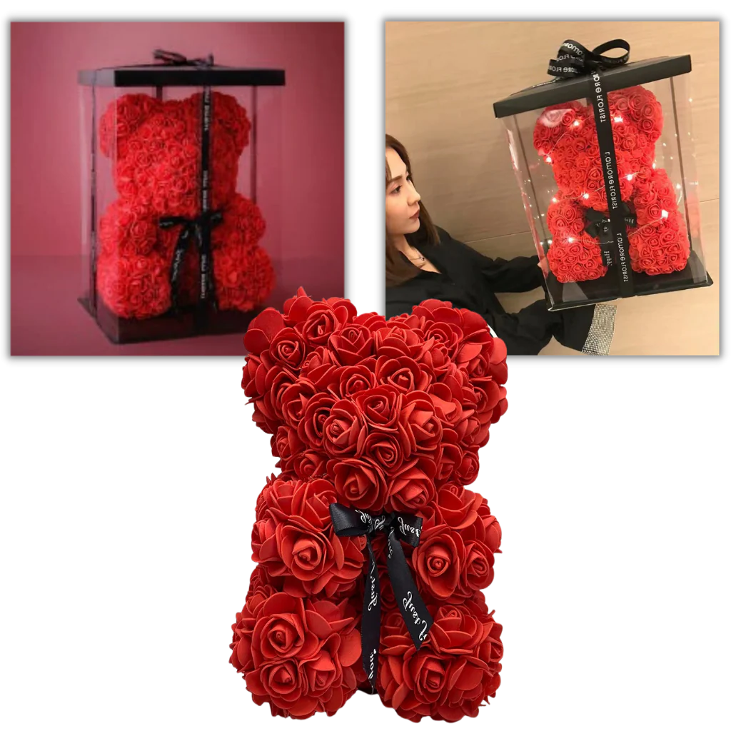 RoyaleGlow Roses Teddy Bear - Colorful Plush Gift 25cm