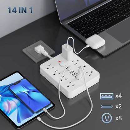 Luxora 14-In-1 Power Strip With Surge Protection Hub