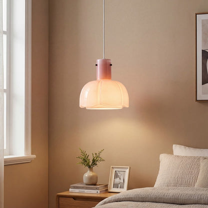 RoyaleGlow Mid-Century Modern Dome Pendant Light - White Multi-Lobe Blown Glass