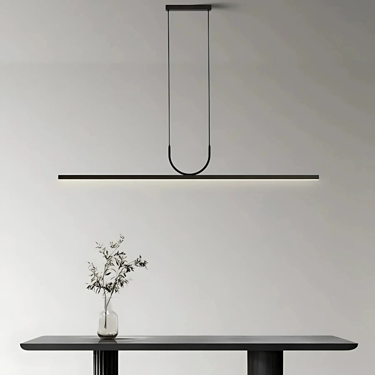RoyaleGlow Modern Minimalist Linear LED Pendant Light- Adjustable Dining Room Chandelier