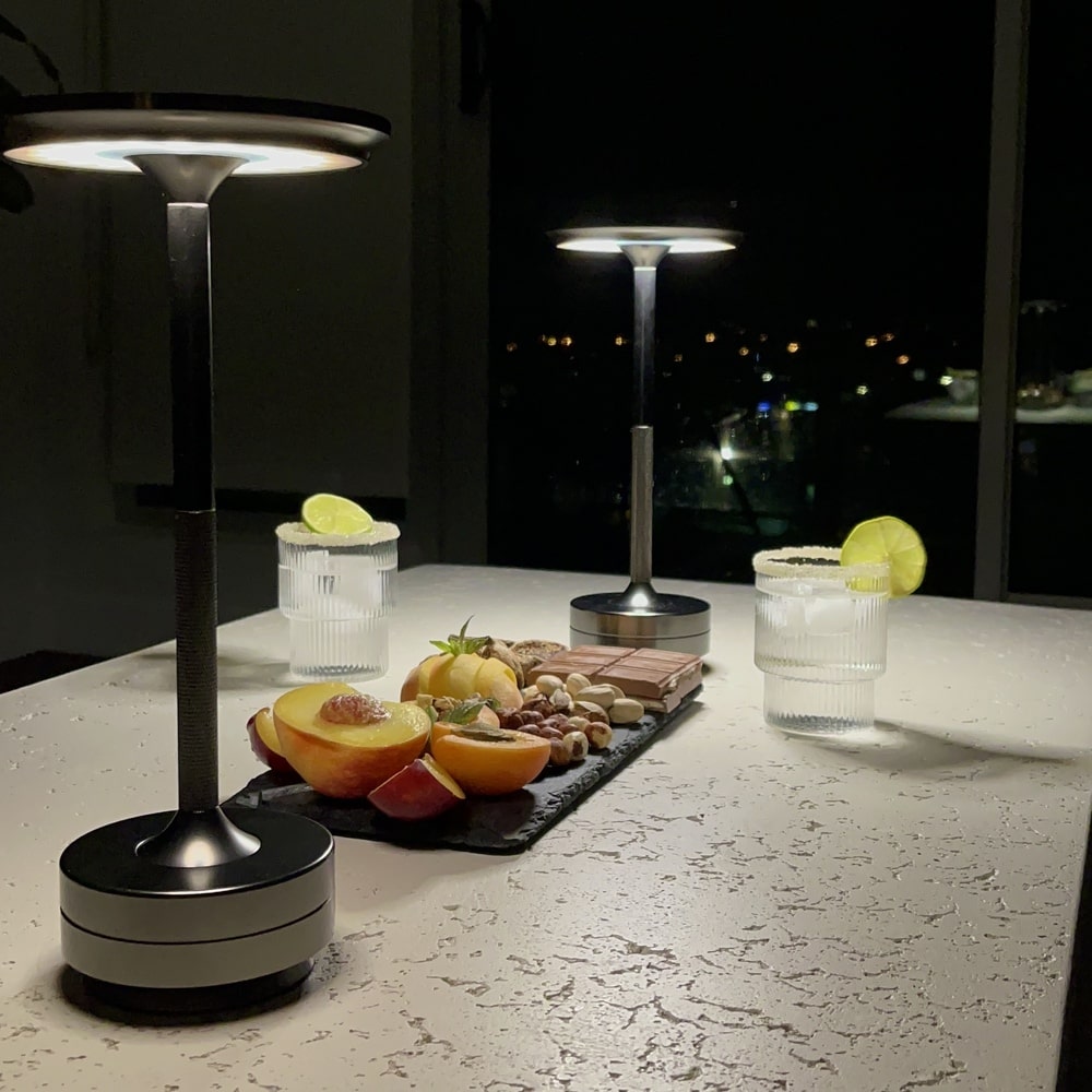 Luxlive Cordless Ambient Table Lamp - Metallic, Waterproof, Adjustable Brightness - Gold