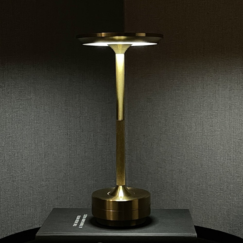 Luxlive Cordless Ambient Table Lamp - Metallic, Waterproof, Adjustable Brightness - Gold