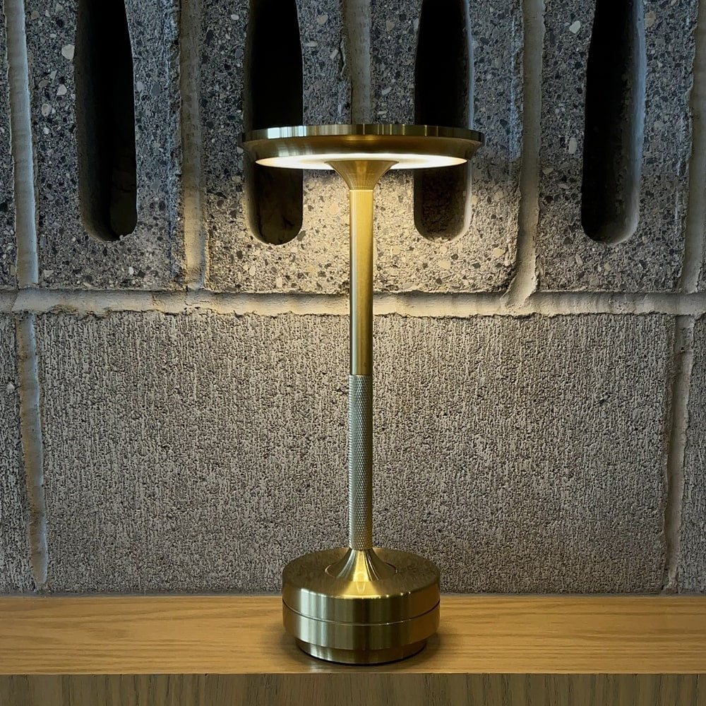 Luxlive Cordless Ambient Table Lamp - Metallic, Waterproof, Adjustable Brightness - Gold