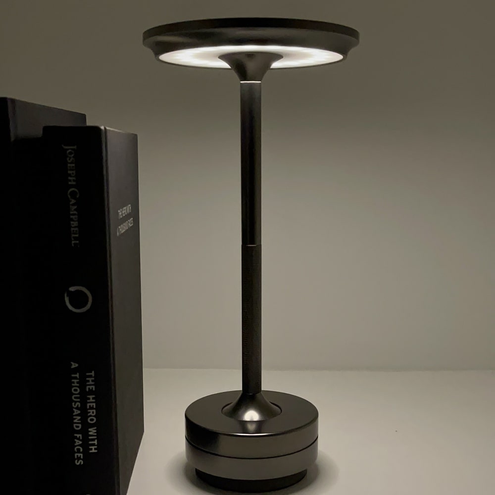 Luxlive Cordless Ambient Table Lamp - Metallic, Waterproof, Adjustable Brightness - Gold