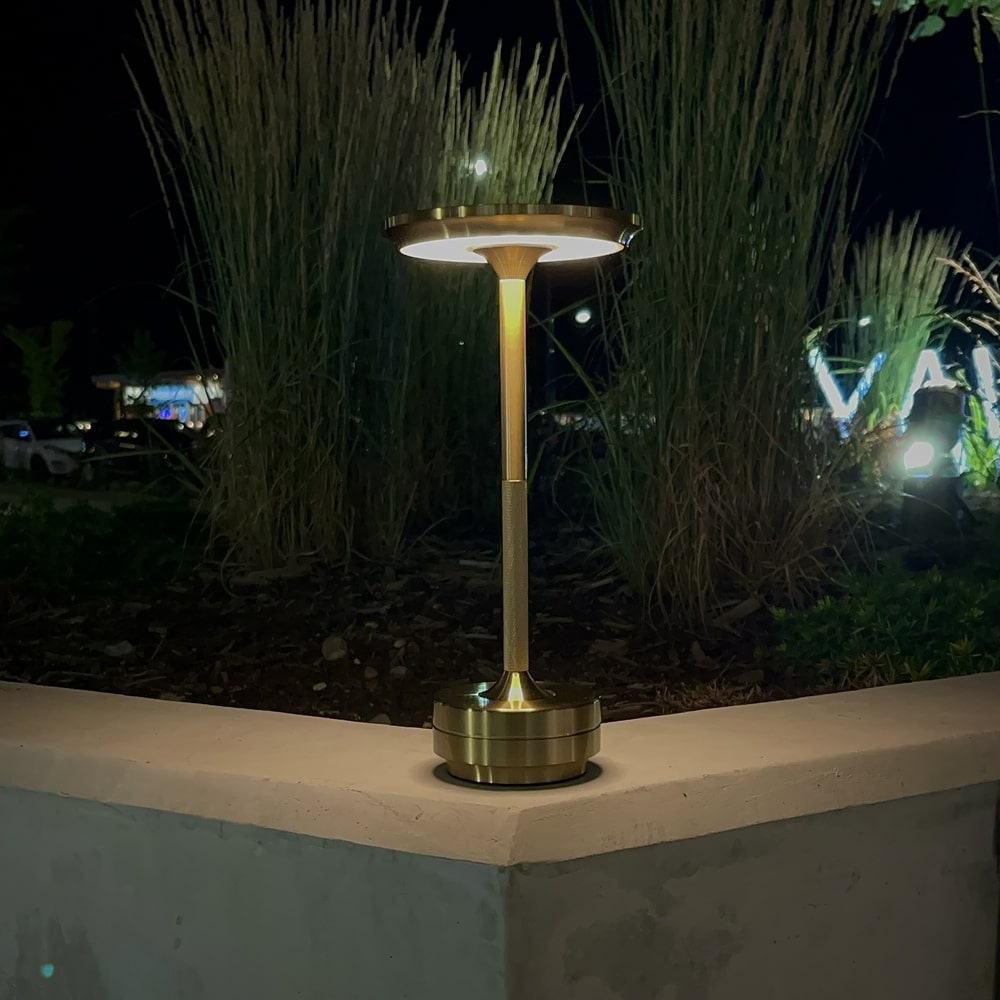 Luxlive Cordless Ambient Table Lamp - Metallic, Waterproof, Adjustable Brightness - Gold