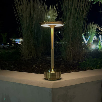 Luxlive Cordless Ambient Table Lamp - Metallic, Waterproof, Adjustable Brightness - Gold