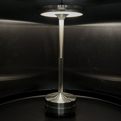 Luxlive Cordless Ambient Table Lamp - Metallic, Waterproof, Adjustable Brightness - Silver