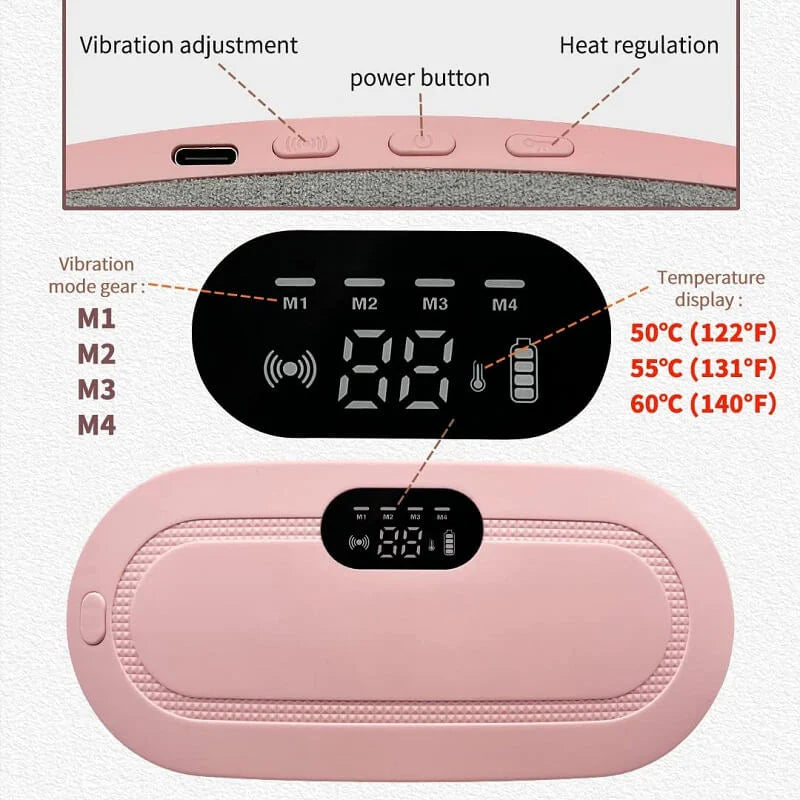 RoyaleGlow Portable Massaging Heating Pad For Menstrual Cramps