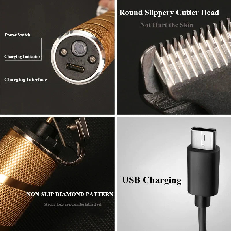 RoyaleGlow Professional Hair Clippers for Men Gold Set