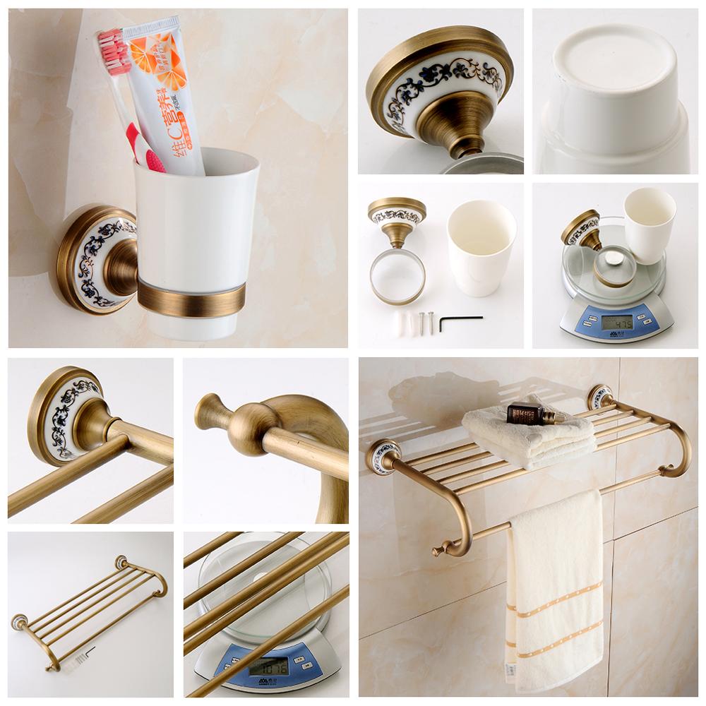 Royaleva Antique Brass Bathroom Hardware Set Essentials