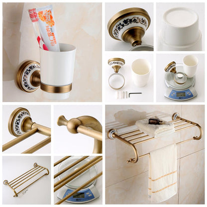 Royaleva Antique Brass Bathroom Hardware Set Essentials