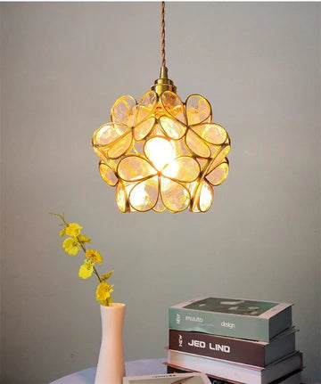 LuxRoyale Cherry Blossom Glass Pendant Lamp for Nordic Floral Living Room