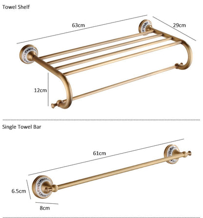 Royaleva Antique Brass Bathroom Hardware Set Essentials