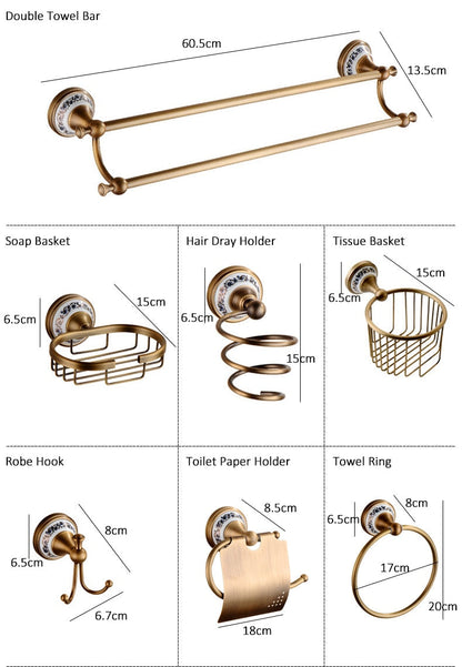 Royaleva Antique Brass Bathroom Hardware Set Essentials