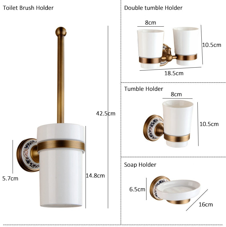 Royaleva Antique Brass Bathroom Hardware Set Essentials