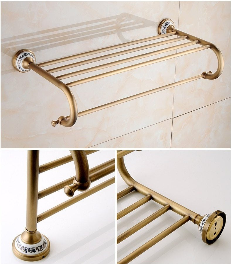 Royaleva Antique Brass Bathroom Hardware Set Essentials