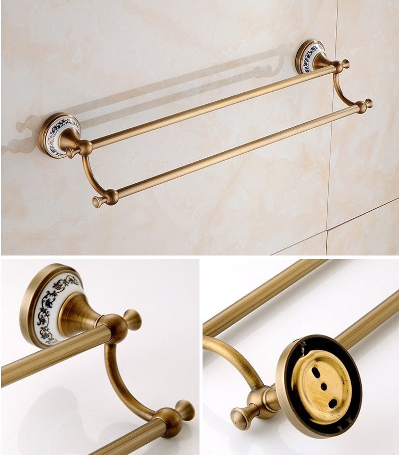 Royaleva Antique Brass Bathroom Hardware Set Essentials