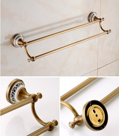 Royaleva Antique Brass Bathroom Hardware Set Essentials