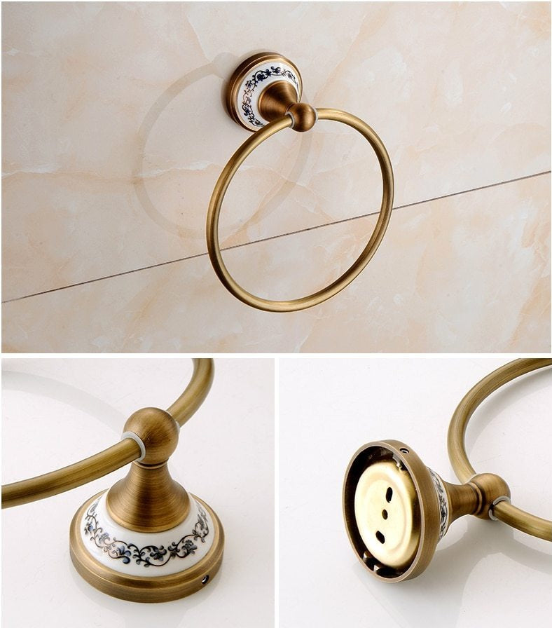 Royaleva Antique Brass Bathroom Hardware Set Essentials