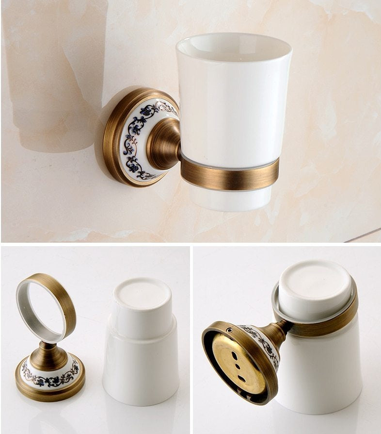 Royaleva Antique Brass Bathroom Hardware Set Essentials