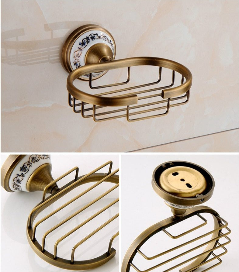 Royaleva Antique Brass Bathroom Hardware Set Essentials