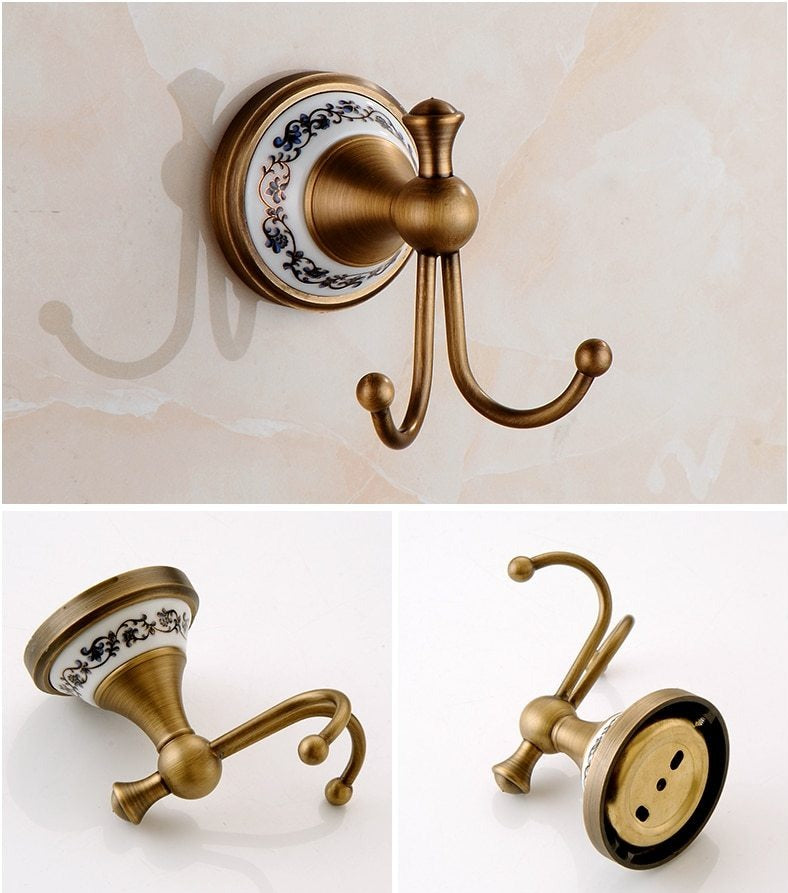 Royaleva Antique Brass Bathroom Hardware Set Essentials