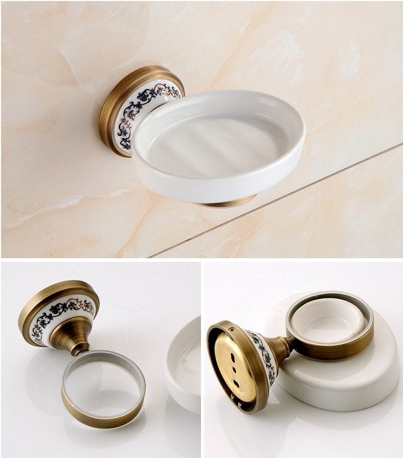 Royaleva Antique Brass Bathroom Hardware Set Essentials