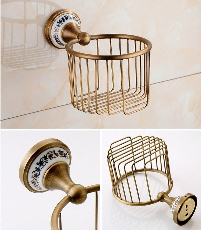 Royaleva Antique Brass Bathroom Hardware Set Essentials