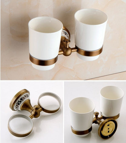 Royaleva Antique Brass Bathroom Hardware Set Essentials