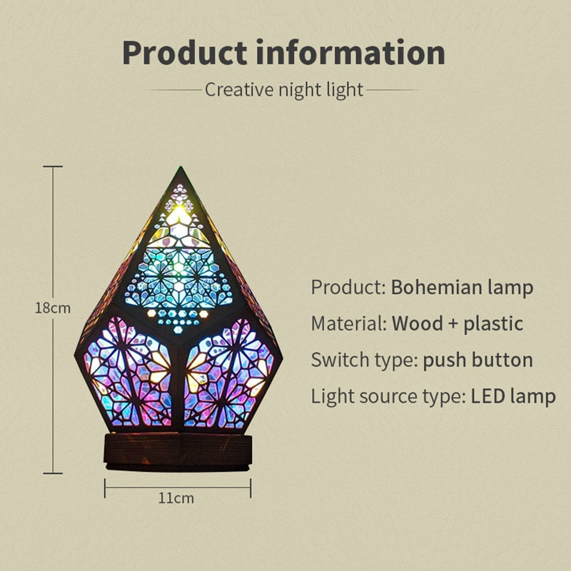 Royallure Bohemian Projection Lamp - Colorful Night Light for Unique Decor - Default Title