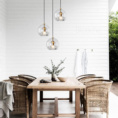 RoyaleGlow Elegant Glass Pendant Light Fixture - Modern Style & Warm Ambiance - 5.9 in / 15cm / Transparent