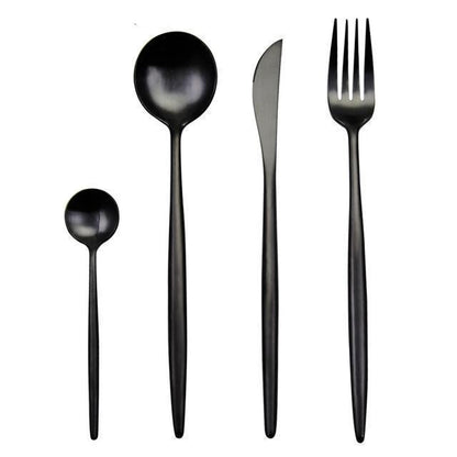 RoyaleGlow Arya Black Cutlery Set 24 Pieces Luxury Design
