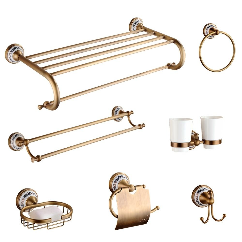 Royaleva Antique Brass Bathroom Hardware Set Essentials