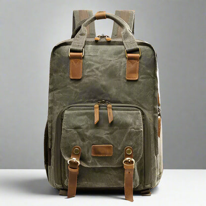 Royaleva Waterproof Waxed Canvas Camera Backpack 30cm