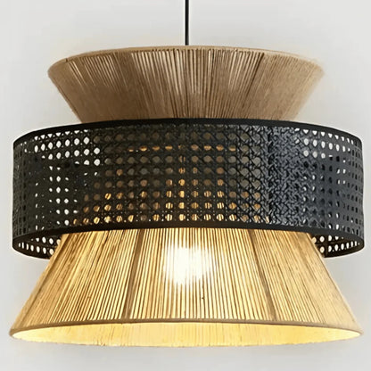 LuxRoyale Woven Rattan Pendant Light - Coastal Hanging Lamp for Dining, Kitchen Island