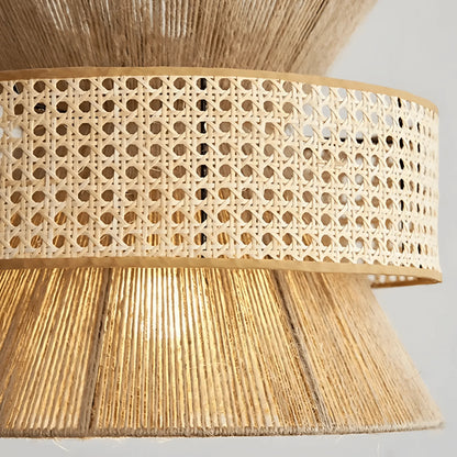 LuxRoyale Woven Rattan Pendant Light - Coastal Hanging Lamp for Dining, Kitchen Island