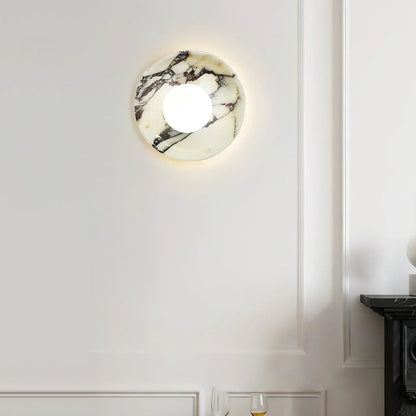 LuxRoyale Viola Marble Wall Sconce with Spherical Glass Shade - Modern LED Lighting