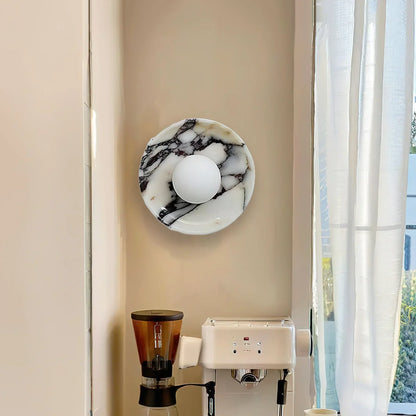 LuxRoyale Viola Marble Wall Sconce with Spherical Glass Shade - Modern LED Lighting