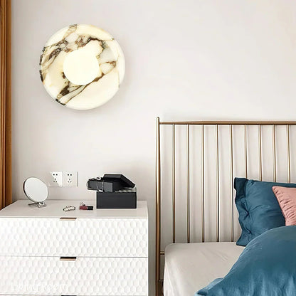 LuxRoyale Viola Marble Wall Sconce with Spherical Glass Shade - Modern LED Lighting