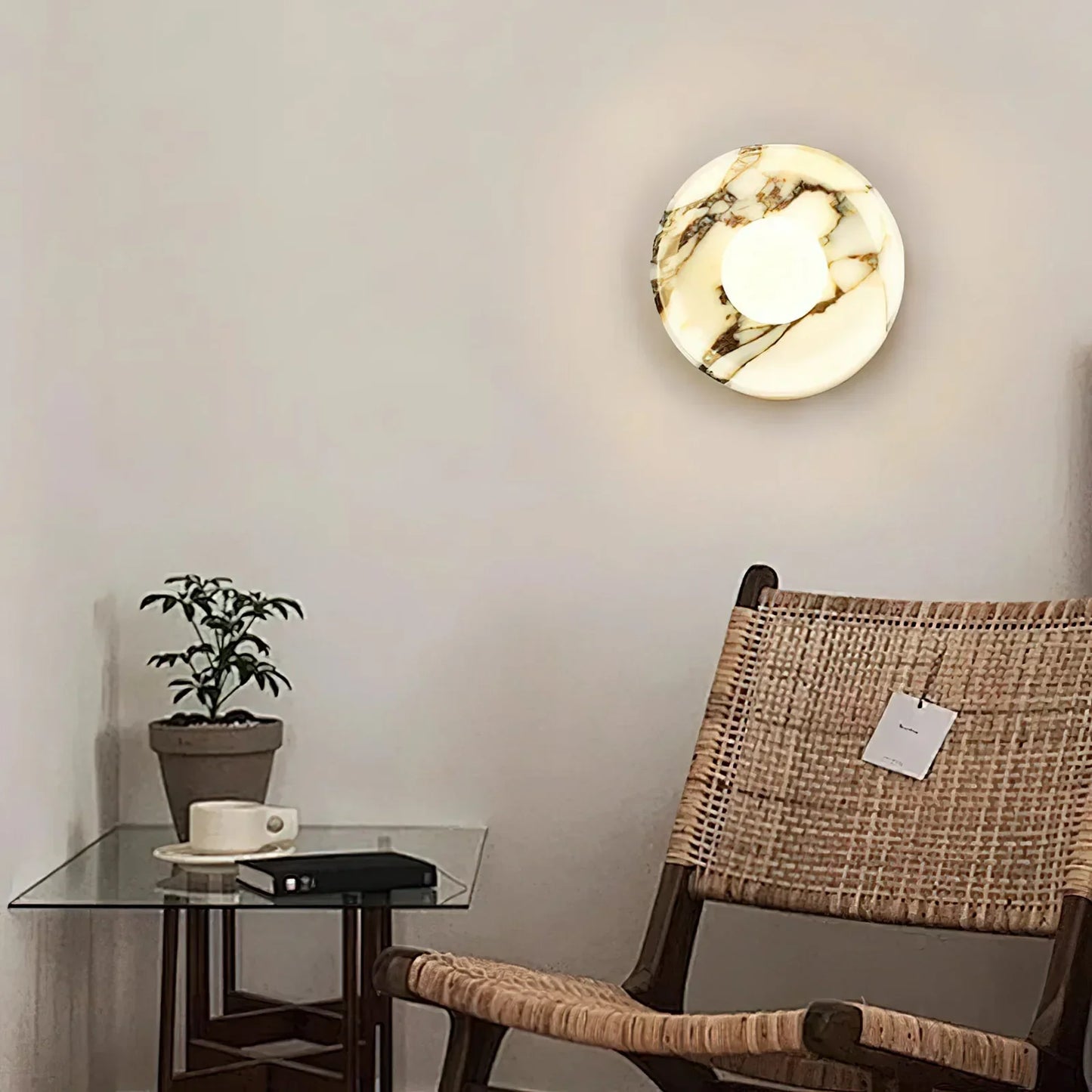 LuxRoyale Viola Marble Wall Sconce with Spherical Glass Shade - Modern LED Lighting